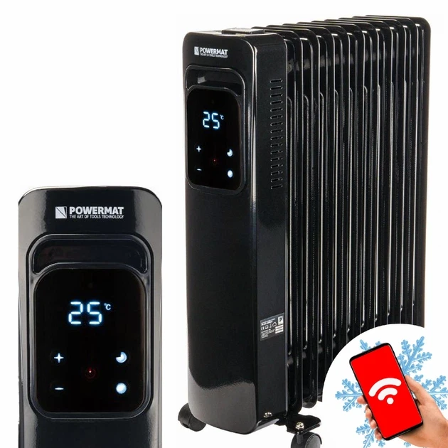 Обігрівач масляний електричний SMART WIFI BLACK 2500W 11 ребер